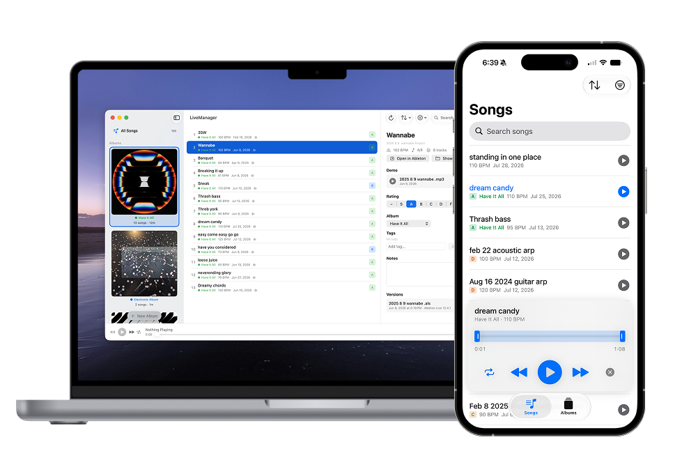 LiveManager on Mac and iPhone